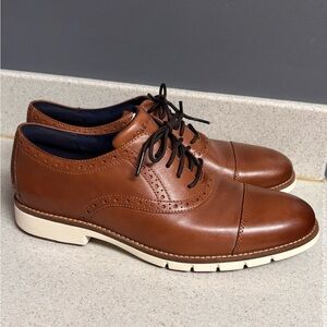 Cole Haan FLEXGRAND+ CAP Oxford Mens Lace Up Dress Shoes British Tan Brown Sz 9